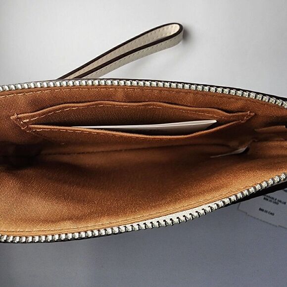 NWT Coach CK431 Corner Zip Wristlet with Houndstooth Print Cream/Black - Picture 3 of 3